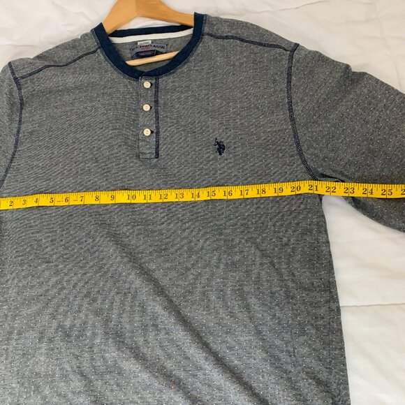 U.S. Polo Assn. Denim Co. Men’s Grey/Blue 100% Cotton Henley Top - Picture 10 of 16